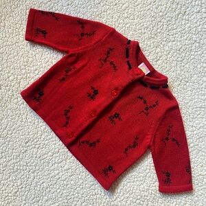 Vintage Y2K 2001 Gymboree Red Knit Cardigan Size 3-6 Months